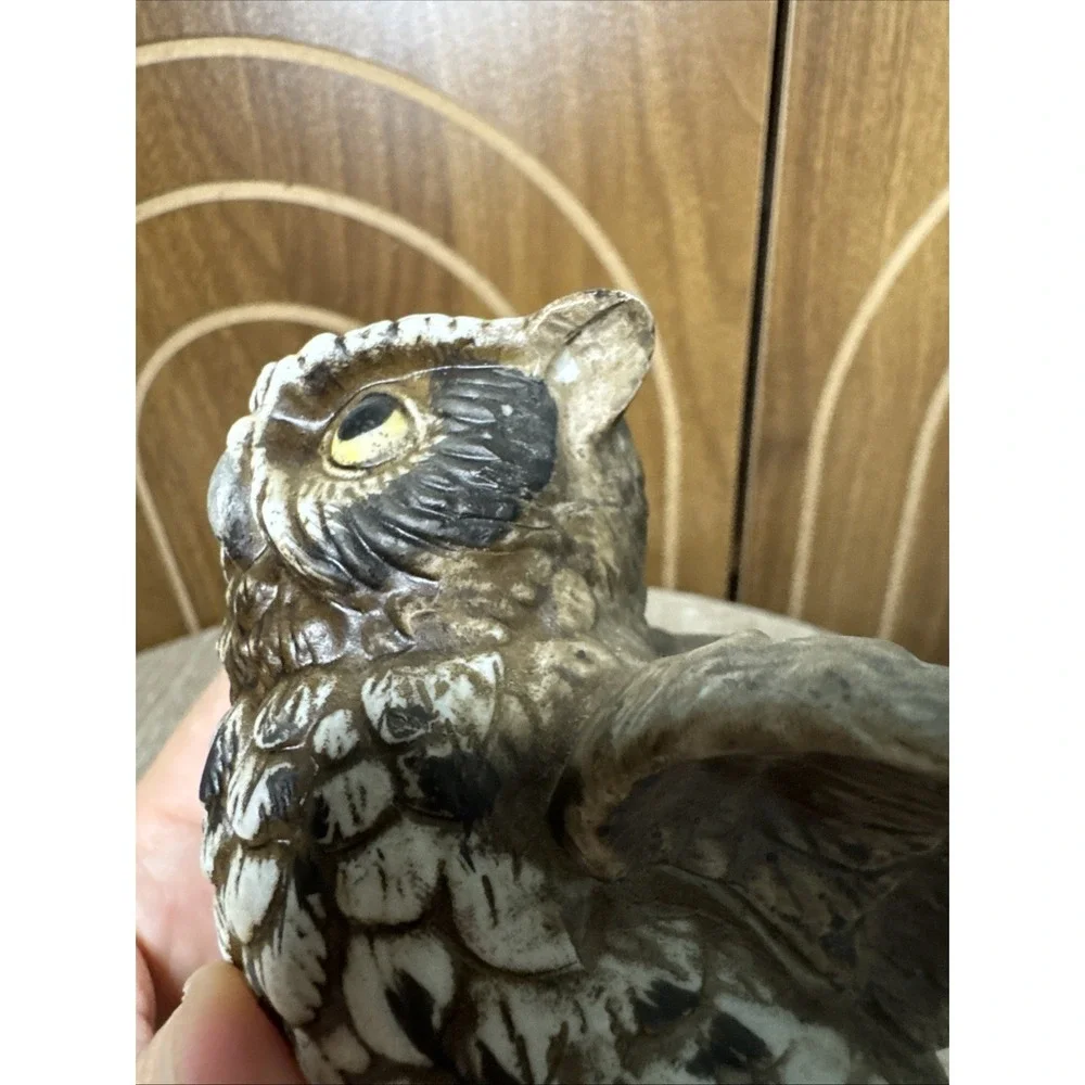 Vintage Homco Ceramic Porcelain  Brown Owl Figurine 1114 Original Stamp Decor
